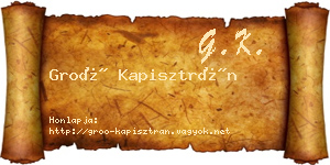 Groó Kapisztrán névjegykártya